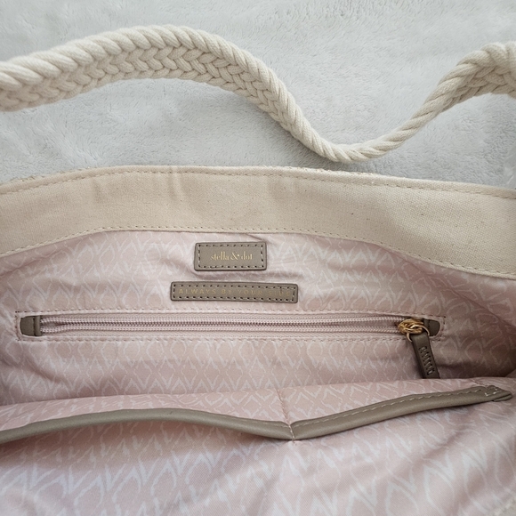 Stella & Dot Ellie Hobo Purse Handbag Neutral Woven Style With Cutout Strap - Picture 7 of 13
